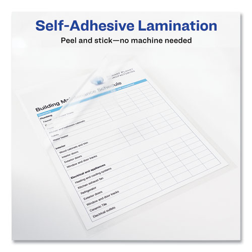 Picture of Clear Self-Adhesive Laminating Sheets, 3 mil, 9" x 12", Matte Clear, 10/Pack