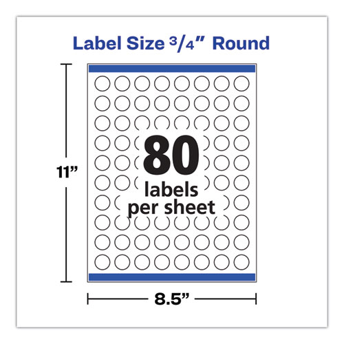 Picture of Printable Self-Adhesive Permanent ID Labels w/Sure Feed, 0.75" dia, White 800/PK