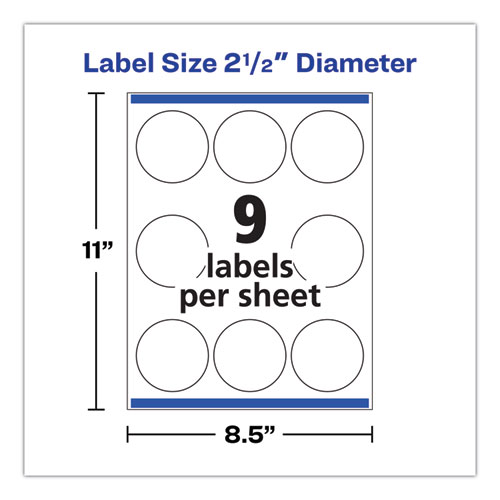 Picture of Round Print-to-the Edge Labels with SureFeed, 2.5" dia, Glossy White, 90/PK