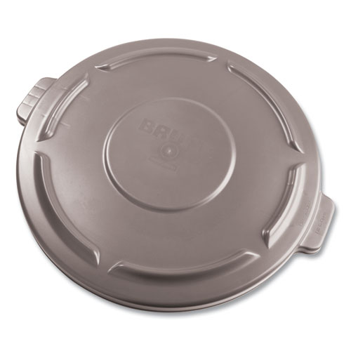 Picture of BRUTE Self-Draining Flat Top Lid, for 32 gal Round BRUTE Containers, 22.25" Diameter, Gray