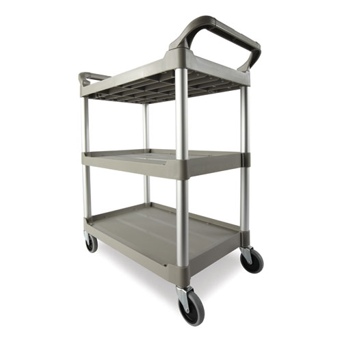 Picture of Three-Shelf Service Cart, Plastic, 3 Shelves, 200 lb Capacity, 18.63" x 33.63" x 37.75", Platinum