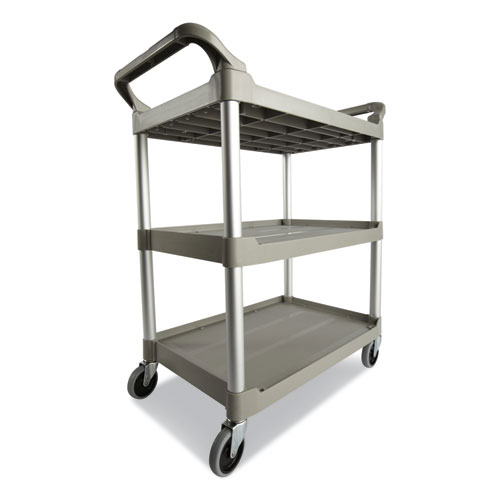 Picture of Three-Shelf Service Cart, Plastic, 3 Shelves, 200 lb Capacity, 18.63" x 33.63" x 37.75", Platinum