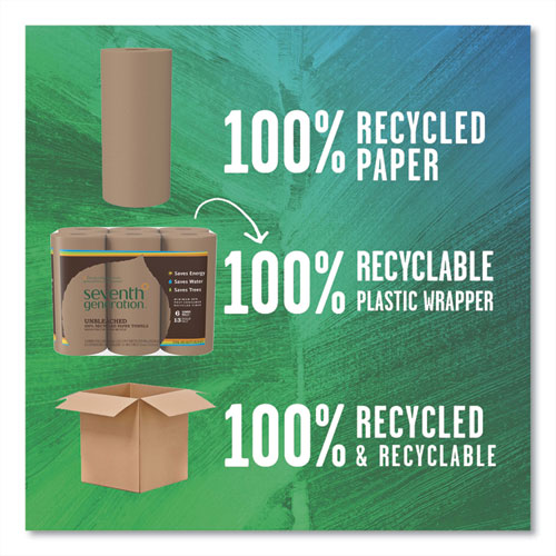 Picture of Natural Unbleached 100% Recycled Paper Kitchen Towel Rolls, 2-Ply, 11 x 9, 120 Sheets/Roll