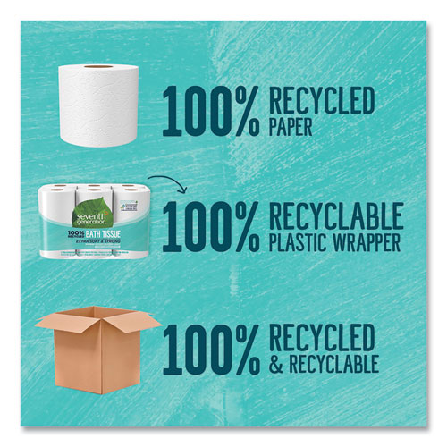 Picture of 100% Recycled Bathroom Tissue, Septic Safe, 2-Ply, White, 240 Sheets/Roll, 12/Pack