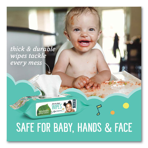 Picture of Free and Clear Baby Wipes, 7 x 7, Refill, Unscented, White, 256/Pack, 3 Packs/Carton