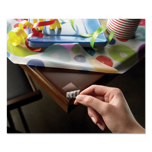 Picture of Restickable Mounting Tabs, Removable, Repositionable, Holds Up to 1 lb (4 Tabs), 1 x 1, Clear, 18/Pack