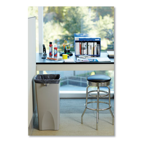 Picture of Untouchable Square Waste Receptacle, 23 gal, Plastic, Beige