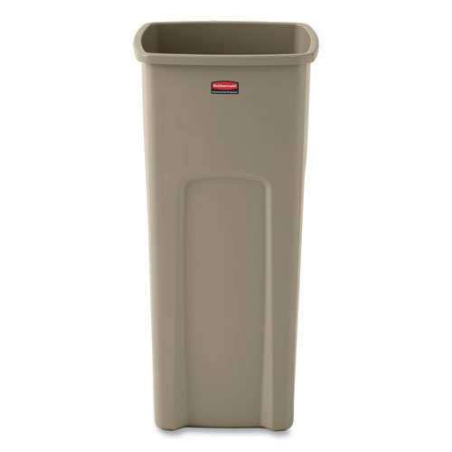 Picture of Untouchable Square Waste Receptacle, 23 gal, Plastic, Beige