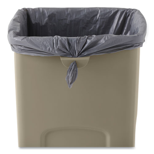 Picture of Untouchable Square Waste Receptacle, 23 gal, Plastic, Beige