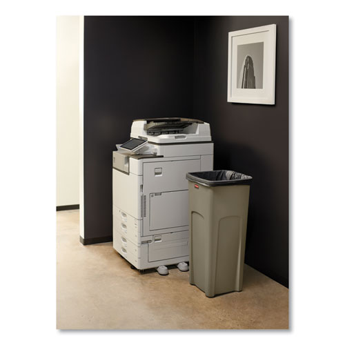 Picture of Untouchable Square Waste Receptacle, 23 gal, Plastic, Beige