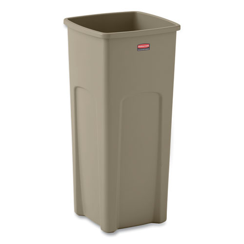 Picture of Untouchable Square Waste Receptacle, 23 gal, Plastic, Beige