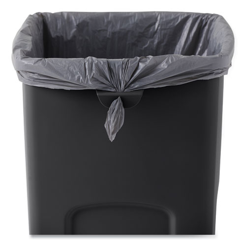 Picture of Untouchable Square Waste Receptacle, 23 gal, Plastic, Black