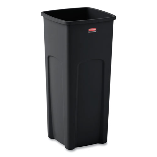 Picture of Untouchable Square Waste Receptacle, 23 gal, Plastic, Black