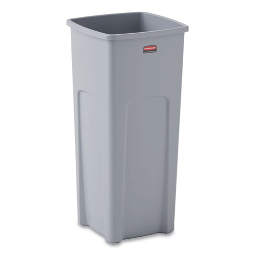 Picture of Untouchable Square Waste Receptacle, 23 gal, Plastic, Gray