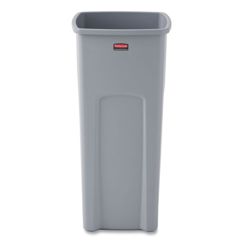 Picture of Untouchable Square Waste Receptacle, 23 gal, Plastic, Gray