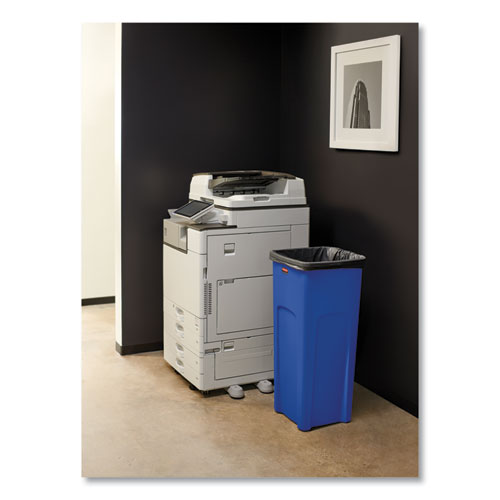 Picture of Untouchable Square Waste Receptacle, 23 gal, Plastic, Blue