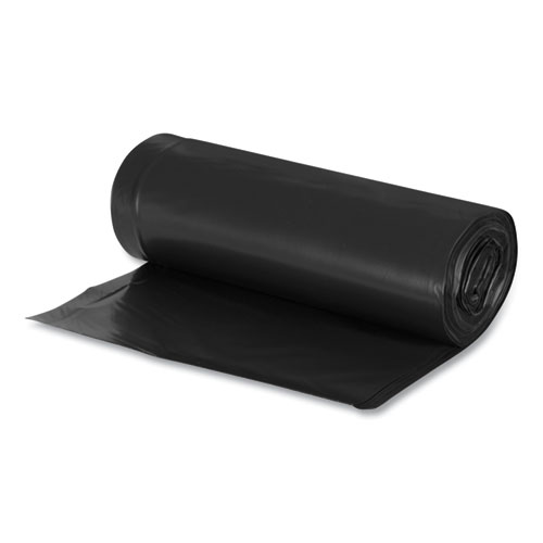 Picture of Linear Low Density Recycled Can Liners, 60 gal, 1.25 mil, 38" x 58", Black, 10 Bags/Roll, 10 Rolls/Carton