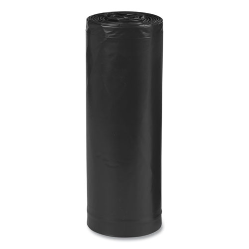 Picture of Linear Low Density Recycled Can Liners, 60 gal, 1.25 mil, 38" x 58", Black, 10 Bags/Roll, 10 Rolls/Carton