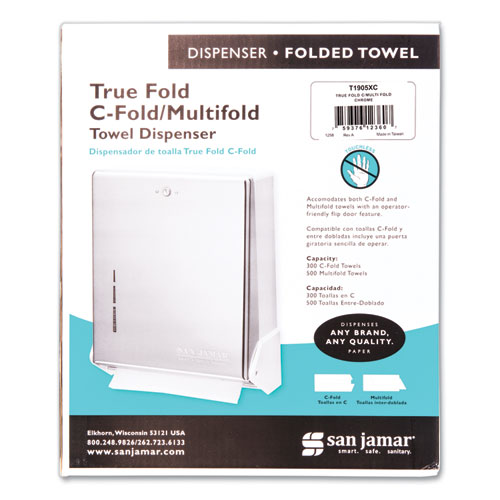 Picture of True Fold C-Fold/Multifold Paper Towel Dispenser, 11.63 x 5 x 14.5, Chrome