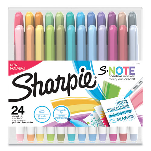 S-Note+Creative+Markers%2C+Assorted+Ink+Colors%2C+Chisel+Tip%2C+Assorted+Barrel+Colors%2C+24%2Fpack