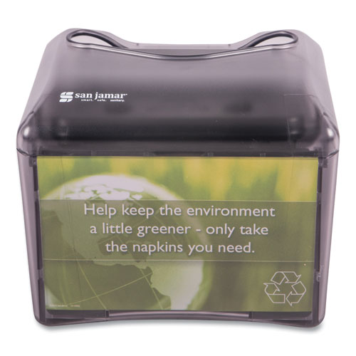 Picture of Venue Napkin Dispenser with Advertising Inset, 6.5 x 6.13 x 6.9, Capacity: 200, Black