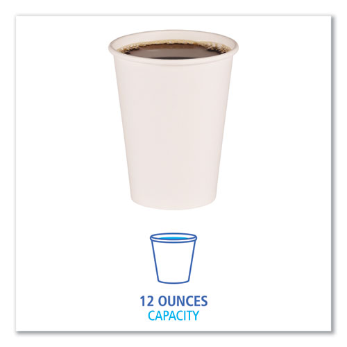 Picture of Paper Hot Cups, 12 oz, White, 50/Sleeve, 20 Sleeves/Carton