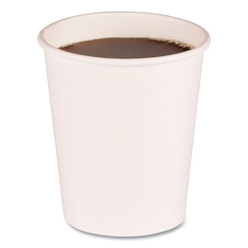 Picture of Paper Hot Cups, 8 oz, White, 50/Sleeve, 20 Sleeves/Carton