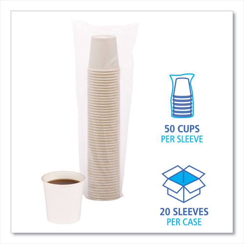 Picture of Paper Hot Cups, 4 oz, White, 50/Sleeve, 20 Sleeves/Carton