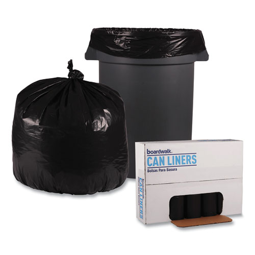 Picture of Recycled Low-Density Polyethylene Can Liners, 33 gal, 1.6 mil, 33" x 39", Black, Perforated, 10 Bags/Roll, 10 Rolls/Carton