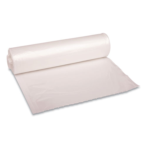 Picture of Recycled Low-Density Polyethylene Can Liners, 33 gal, 1.1 mil, 33" x 39", Clear, Perforated, 10 Bags/Roll, 10 Rolls/Carton