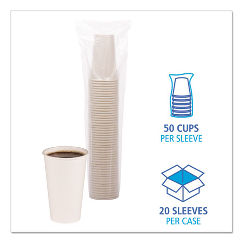 Picture of Paper Hot Cups, 16 oz, White, 50/Sleeve, 20 Sleeves/Carton