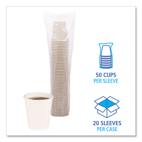 Picture of Paper Hot Cups, 10 oz, White, 50/Sleeve, 20 Sleeves/Carton