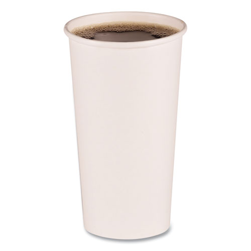 Picture of Paper Hot Cups, 20 oz, White, 50/Sleeve, 12 Sleeves/Carton