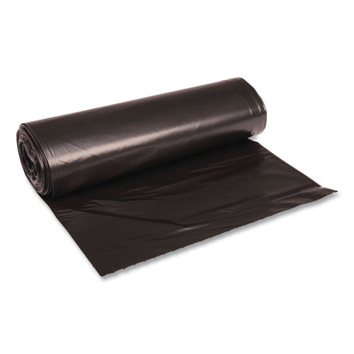 Picture of Recycled Low-Density Polyethylene Can Liners, 60 gal, 1.2 mil, 38" x 58", Black, 10 Bags/Roll, 10 Rolls/Carton