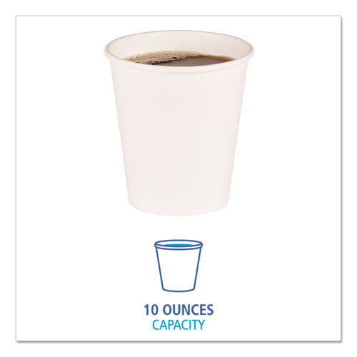 Picture of Paper Hot Cups, 10 oz, White, 50/Sleeve, 20 Sleeves/Carton