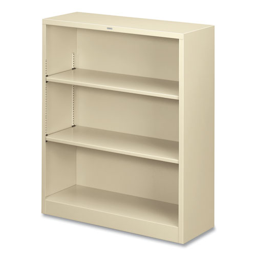 Picture of Metal Bookcase, Three-Shelf, 34.5w x 12.63d x 41h, Putty