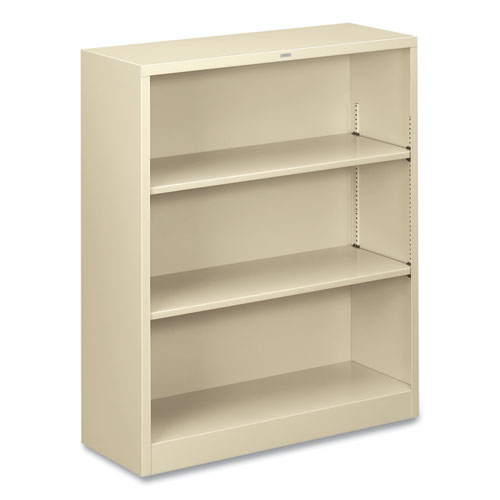 Picture of Metal Bookcase, Three-Shelf, 34.5w x 12.63d x 41h, Putty