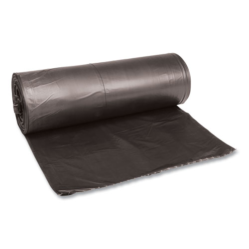 Picture of Low-Density Waste Can Liners, 60 gal, 0.65 mil, 38" x 58", Black, Perforated Roll, 25 Bags/Roll, 4 Rolls/Carton