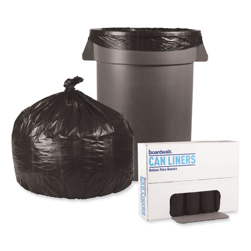 Picture of Low-Density Waste Can Liners, 33 gal, 0.5 mil, 33" x 39", Black, Perforated Roll, 25 Bags/Roll, 8 Rolls/Carton