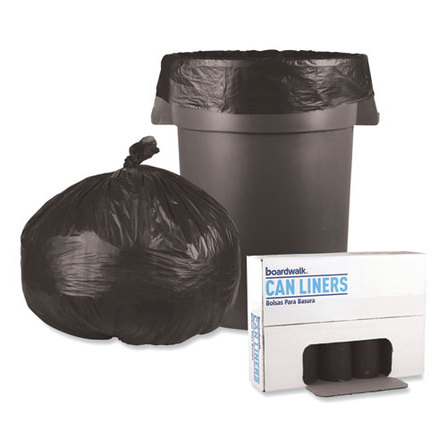 Picture of Low-Density Waste Can Liners, 56 gal, 0.6 mil, 43" x 47", Black, Perforated Roll, 25 Bags/Roll, 4 Rolls/Carton