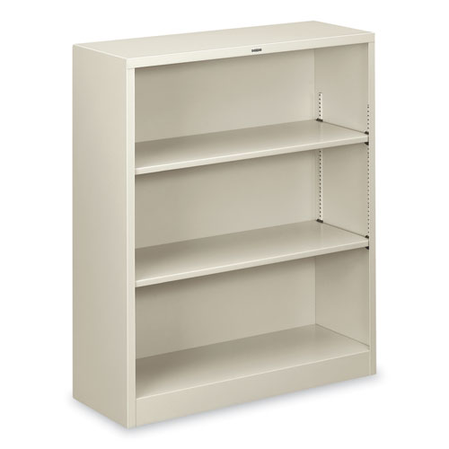 Metal+Bookcase%2C+Three-Shelf%2C+34.5w+x+12.63d+x+41h%2C+Light+Gray