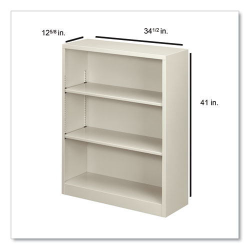 Picture of Metal Bookcase, Three-Shelf, 34.5w x 12.63d x 41h, Light Gray