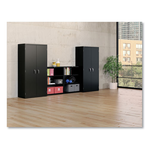 Picture of Metal Bookcase, Three-Shelf, 34.5w x 12.63d x 41h, Black