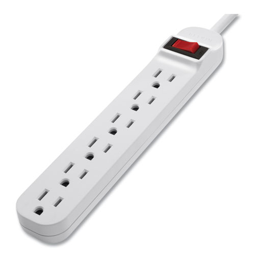 Picture of Power Strip, 6 Outlets, 3 ft Cord, White