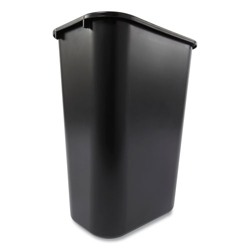 Picture of Deskside Plastic Wastebasket, 10.25 gal, Plastic, Black