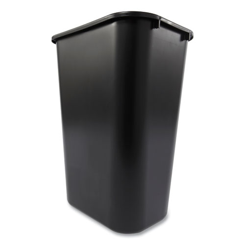 Picture of Deskside Plastic Wastebasket, 10.25 gal, Plastic, Black