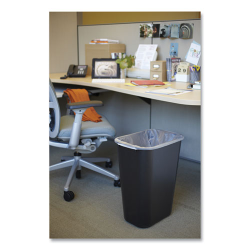 Picture of Deskside Plastic Wastebasket, 10.25 gal, Plastic, Black