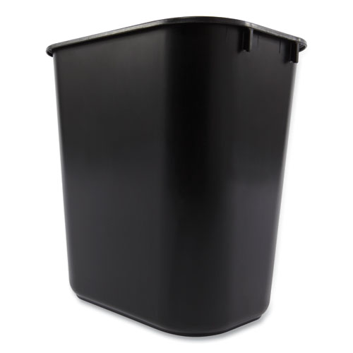 Picture of Deskside Plastic Wastebasket, 3.5 gal, Plastic, Black