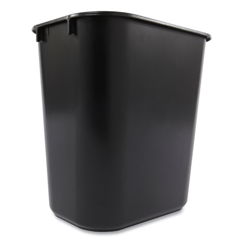 Picture of Deskside Plastic Wastebasket, 3.5 gal, Plastic, Black