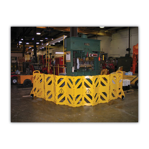 Picture of Portable Mobile Safety Barrier, Plastic, 13 ft x 40", Yellow